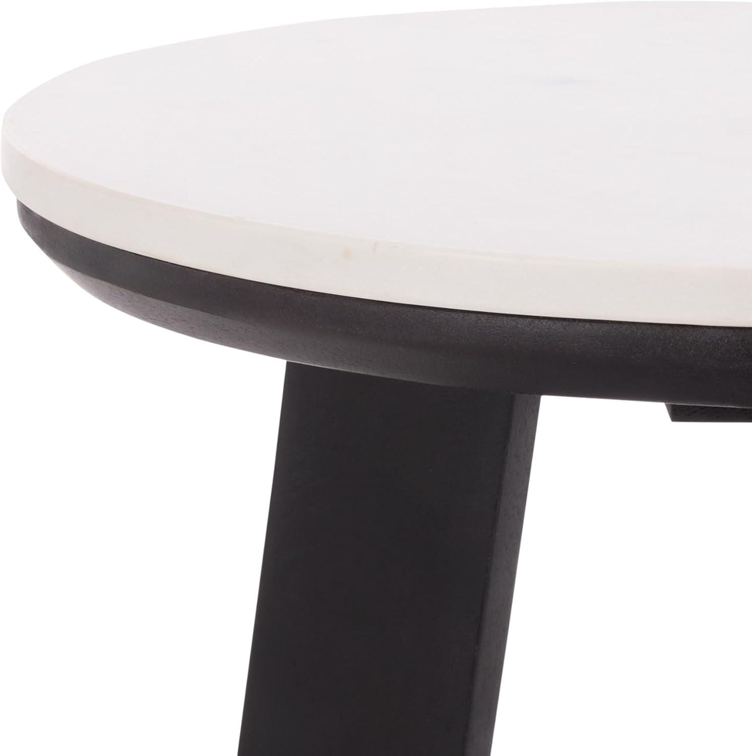 image:imageSAFAVIEH Home Collection Sanji Marble Top Accent Table Round Modern Side Table White Marble amp Natural Wood Base ACC3737AWhiteBlack