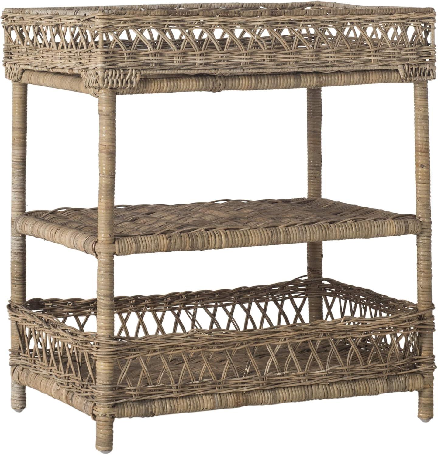 image:imageSAFAVIEH Home Collection Ajani Natural Wicker 3 Tier Accent Table