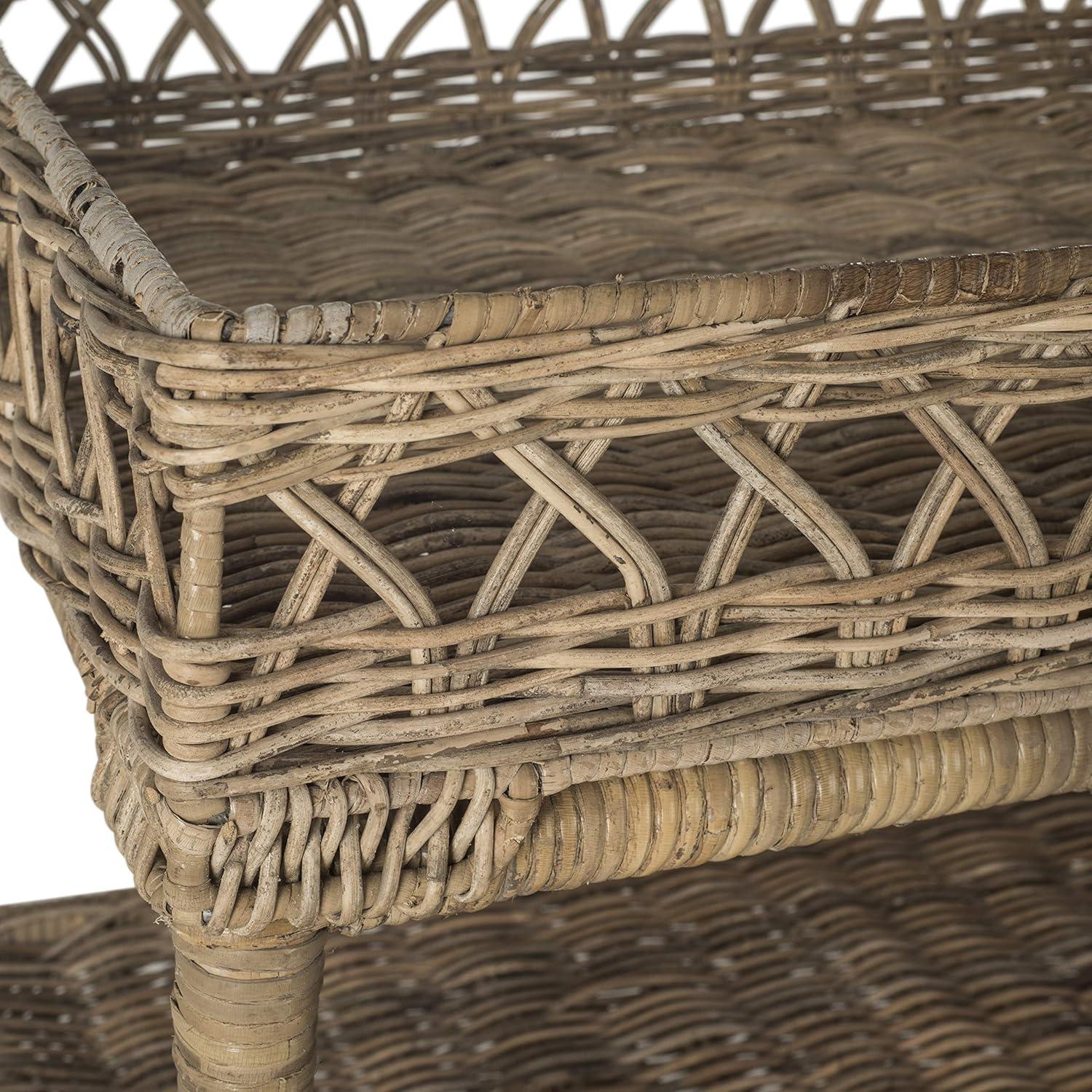 image:imageSAFAVIEH Home Collection Ajani Natural Wicker 3 Tier Accent Table