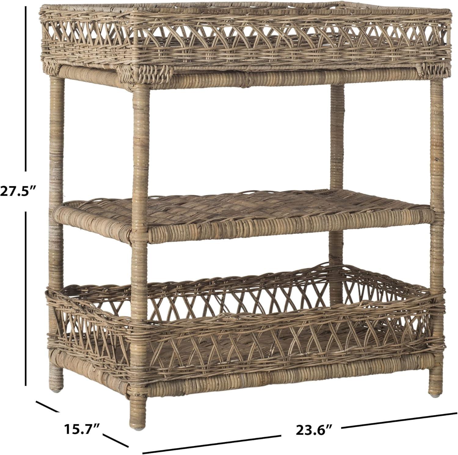image:imageSAFAVIEH Home Collection Ajani Natural Wicker 3 Tier Accent Table