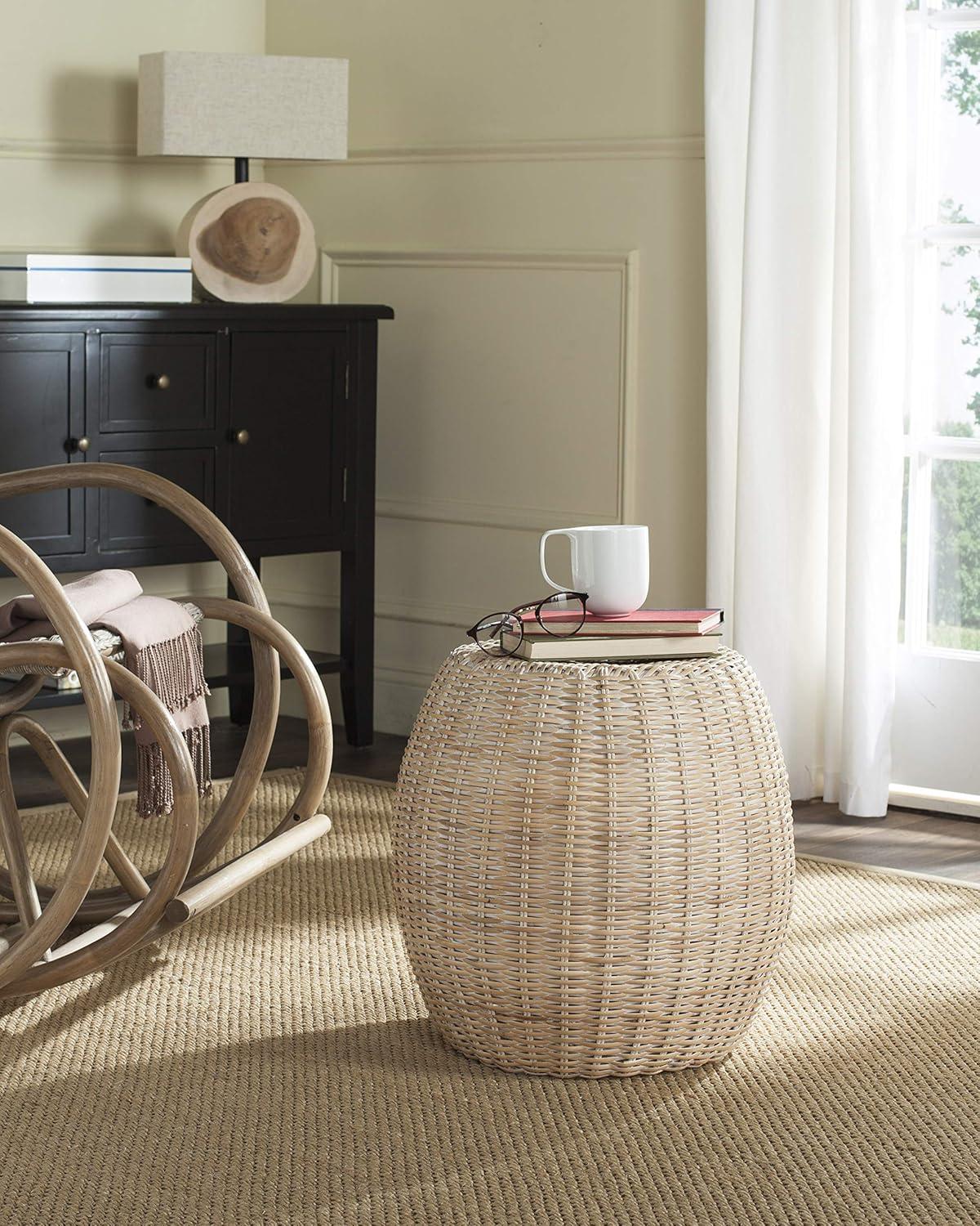 image:imageSAFAVIEH Home Collection Remi Brown End TableWhite Washed