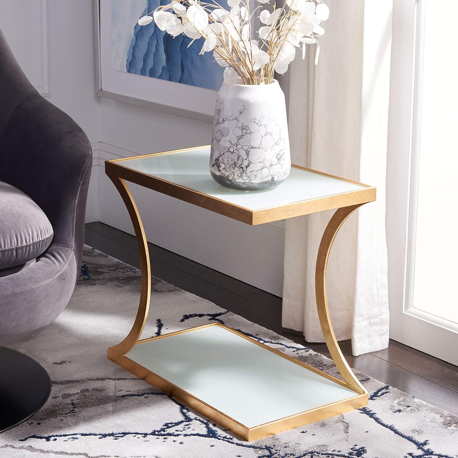 image:imageSAFAVIEH Home Collection Sullivan Silver Accent TableGold White