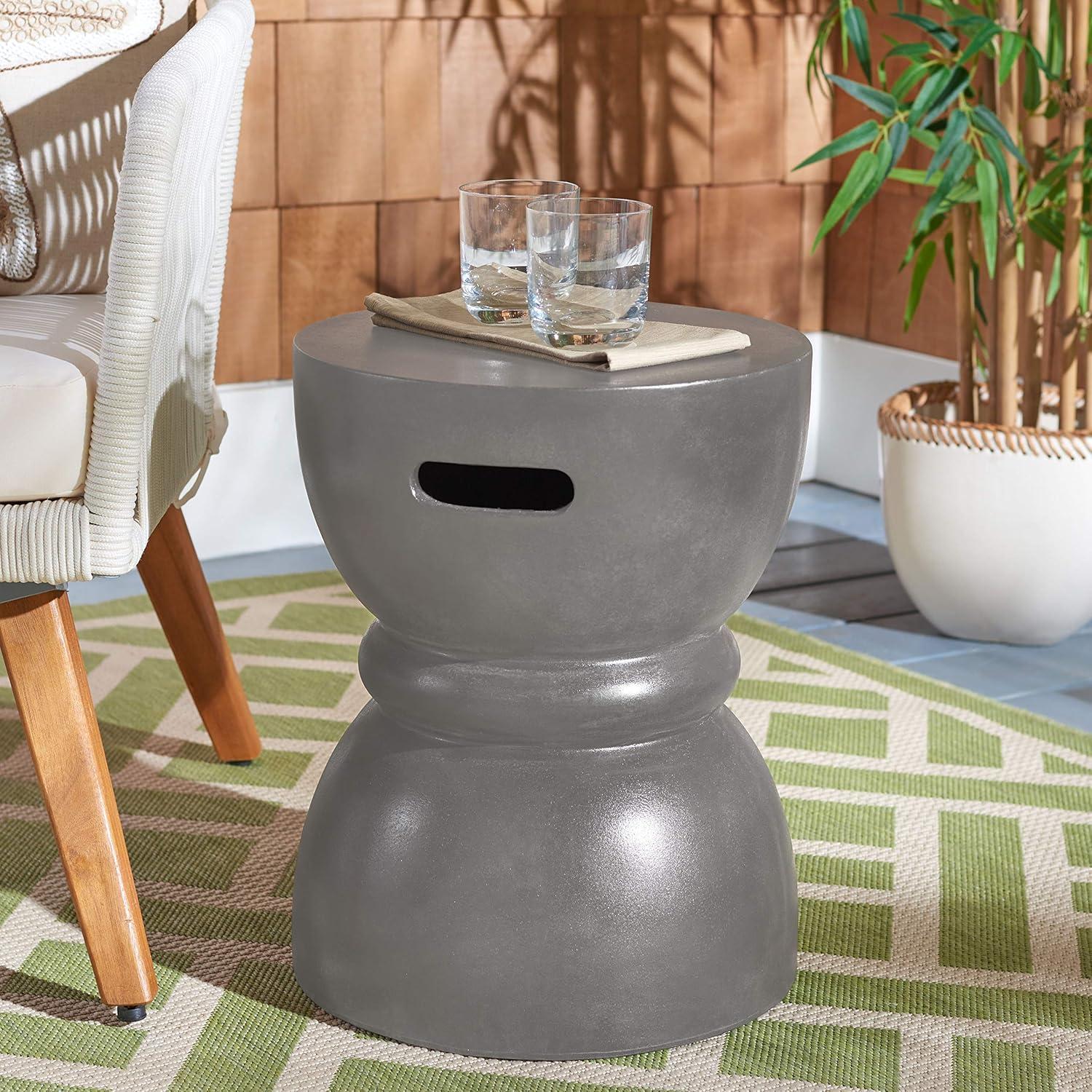 image:imageSAFAVIEH Outdoor Collection Haruki Modern Dark Grey Concrete Round Accent Table Fully AssembledGrey