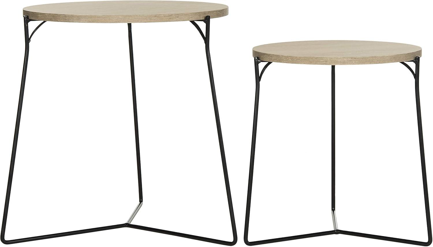 image:imageSafavieh Home Collection Ryne Modern White Lacquer Stacking Round Top End TableLight Brown