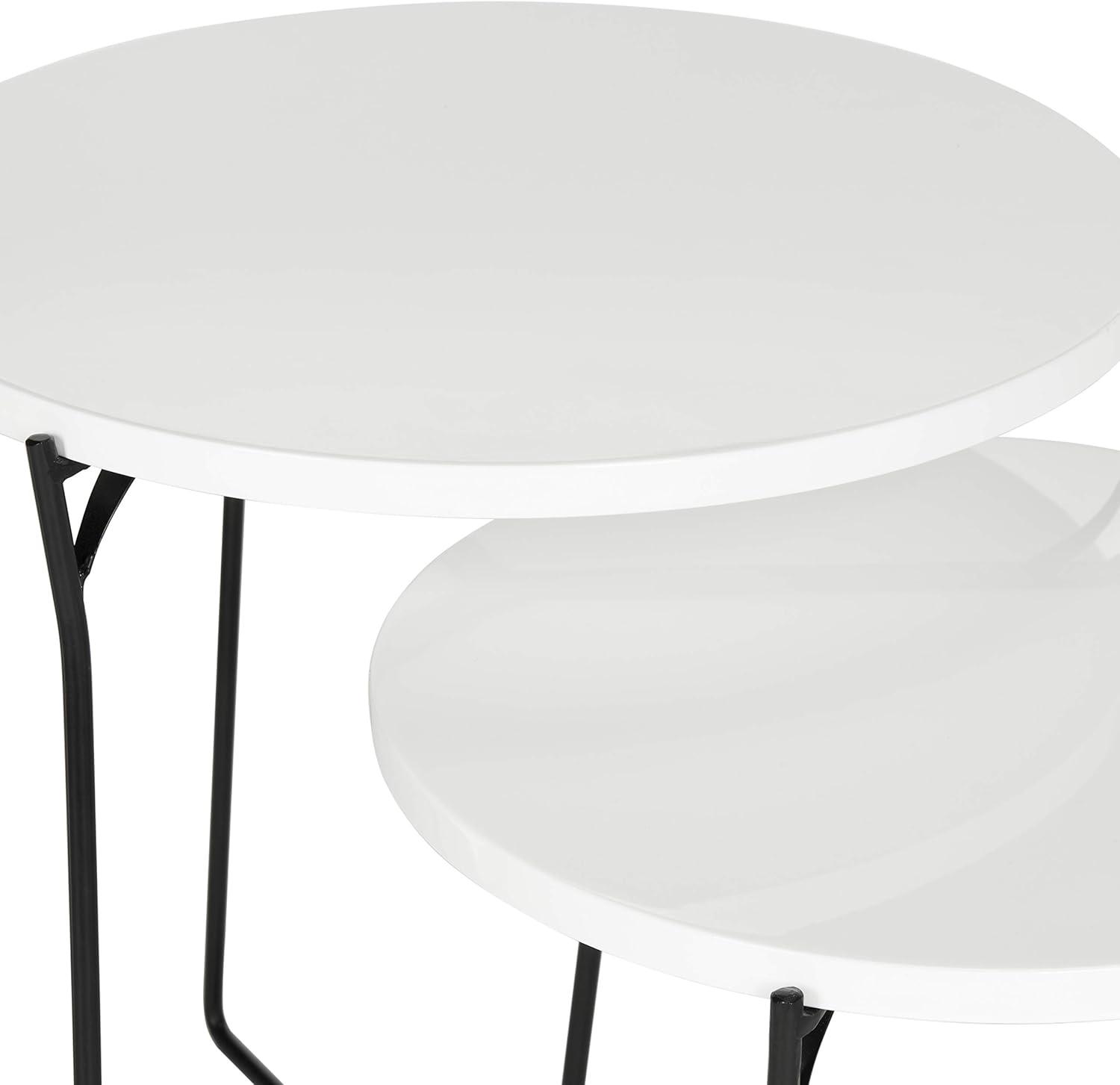 image:imageSafavieh Home Collection Ryne Modern White Lacquer Stacking Round Top End TableWhite
