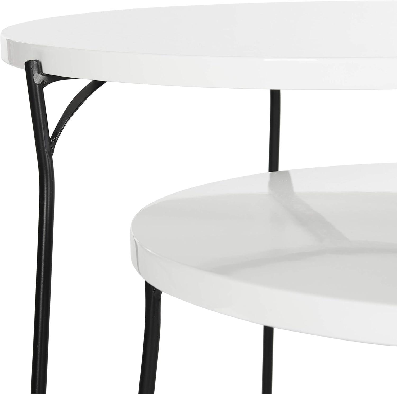 image:imageSafavieh Home Collection Ryne Modern White Lacquer Stacking Round Top End TableWhite