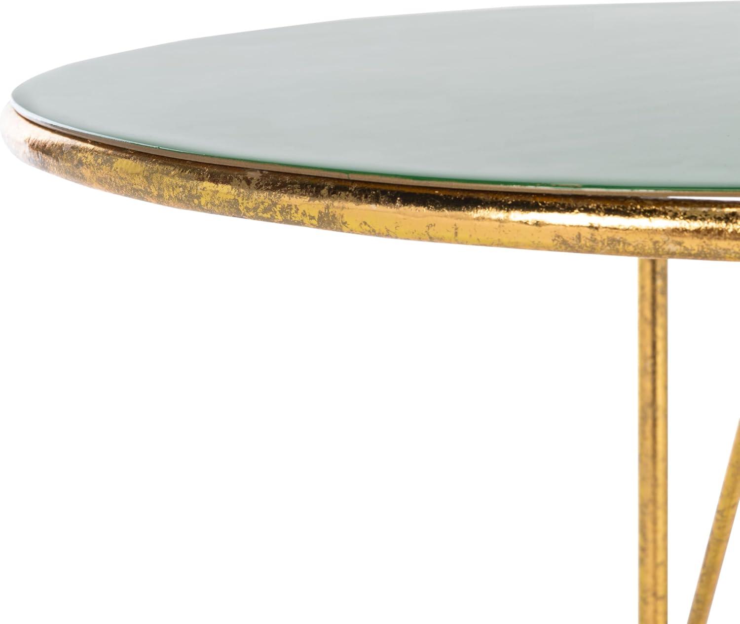 image:imageSafavieh Home Collection Sionne Yellow and Gold Round C Accent TableHunter Green Gold