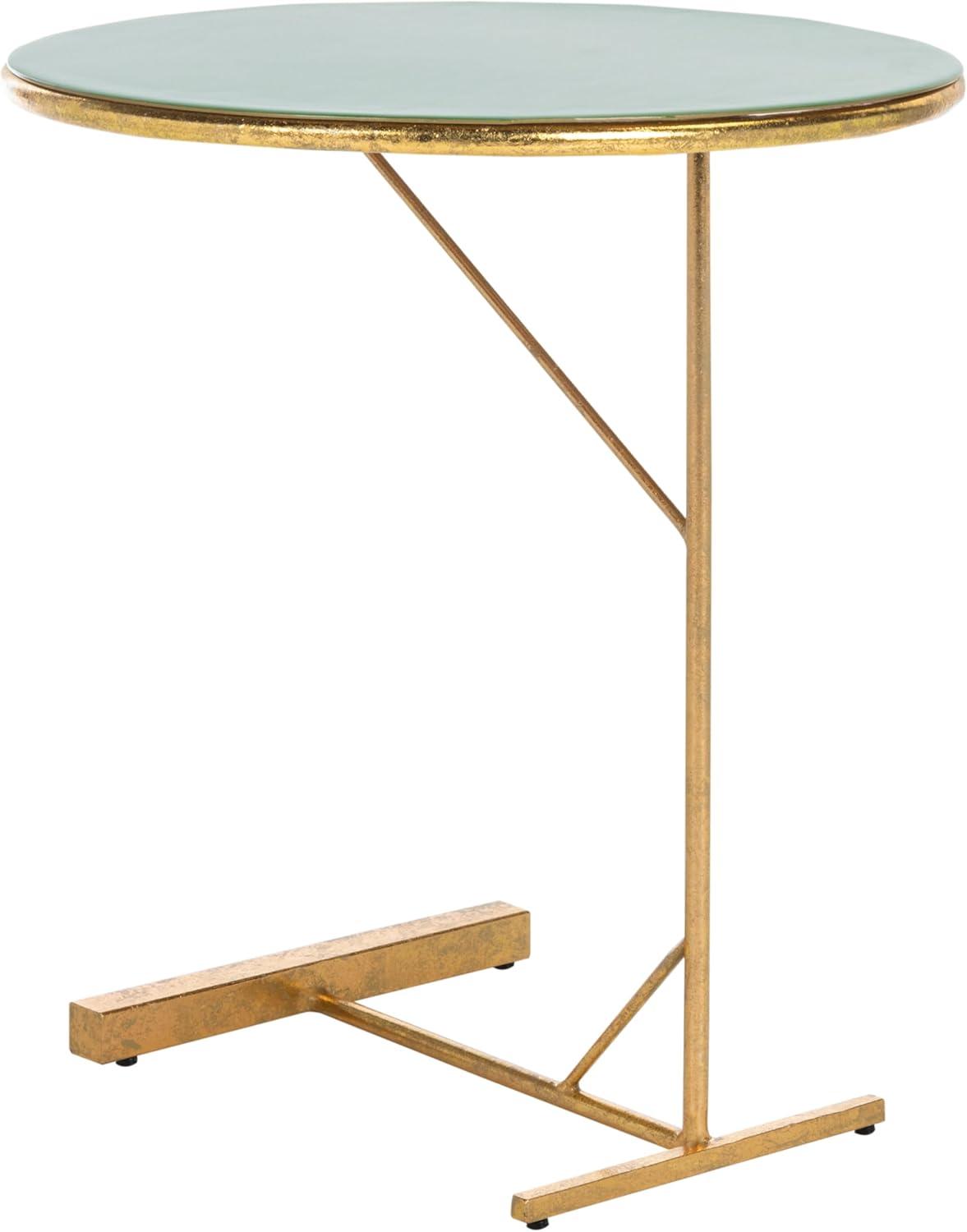 image:imageSafavieh Home Collection Sionne Yellow and Gold Round C Accent TableHunter Green Gold