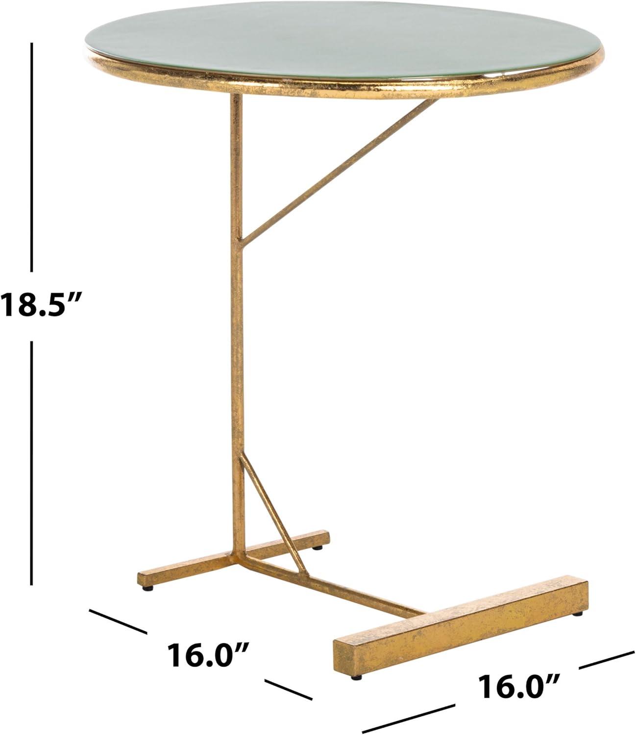 image:imageSafavieh Home Collection Sionne Yellow and Gold Round C Accent TableHunter Green Gold