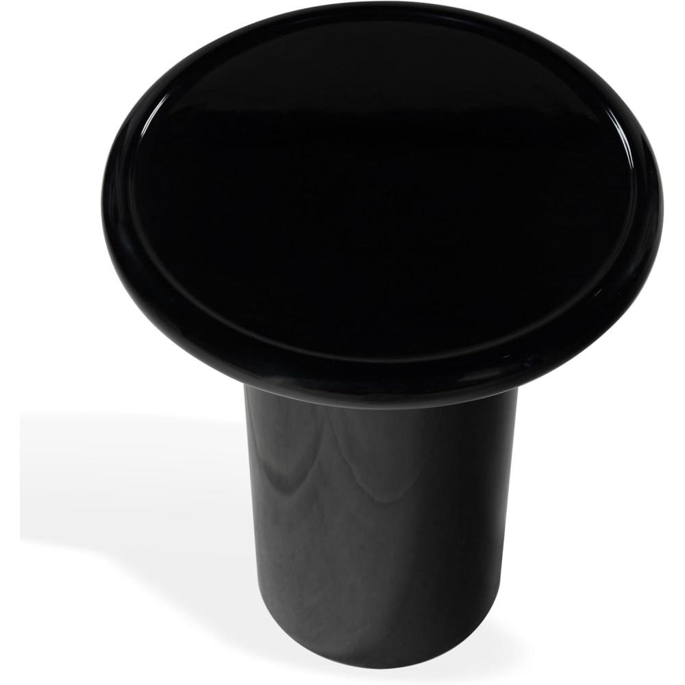 image:imageSAFAVIEH Couture Collection Lolita Red Concrete Accent Table Modern Round Top Side Table High Gloss Finish Fully Assembled SFV2622CBlack
