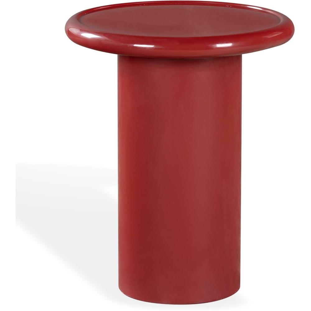 image:imageSAFAVIEH Couture Collection Lolita Red Concrete Accent Table Modern Round Top Side Table High Gloss Finish Fully Assembled SFV2622CRed