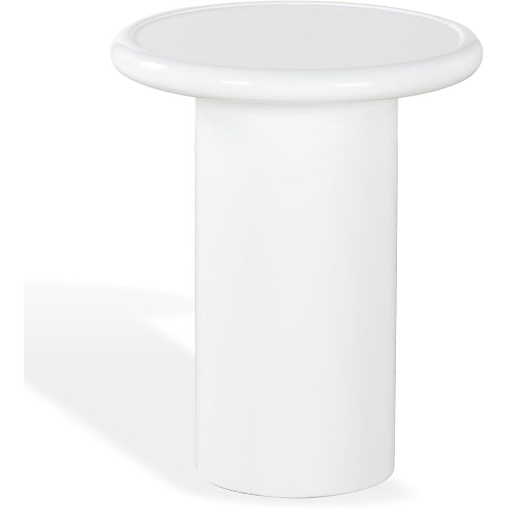 image:imageSAFAVIEH Couture Collection Lolita Red Concrete Accent Table Modern Round Top Side Table High Gloss Finish Fully Assembled SFV2622CWhite