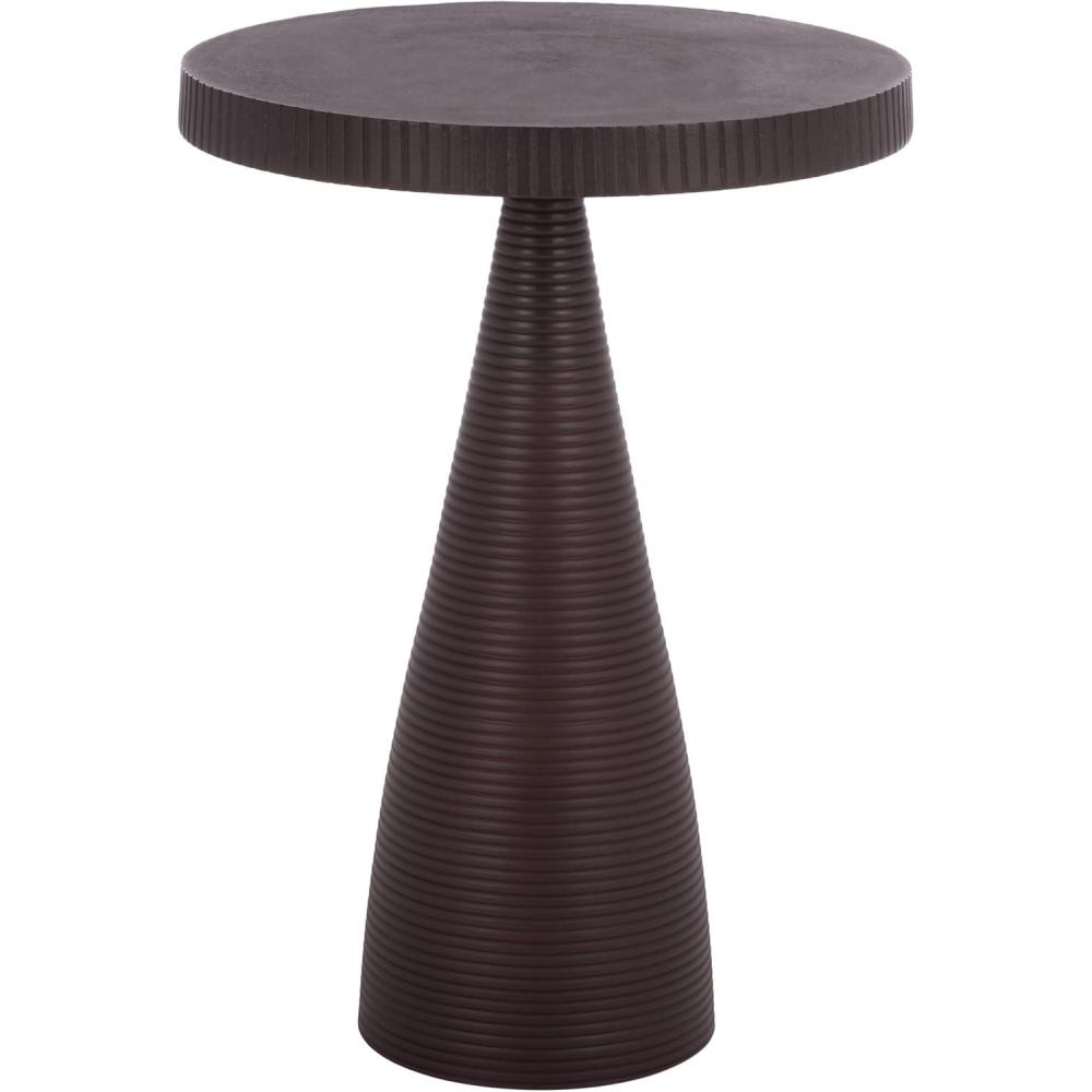 image:imageSAFAVIEH Home Collection  Champeaux Dark Red Metal Accent Table Round Top Pedestal Design FOX5527C