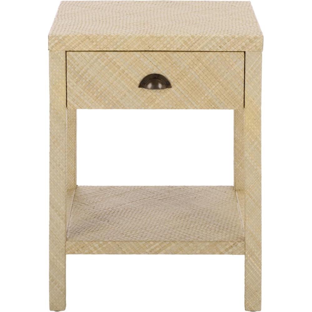 image:imageSAFAVIEH Home Collection Epke Natural Brown 1Drawer 1Shelf Accent Table Woven Raffia Design Fully Assembled ACC6616ANatural
