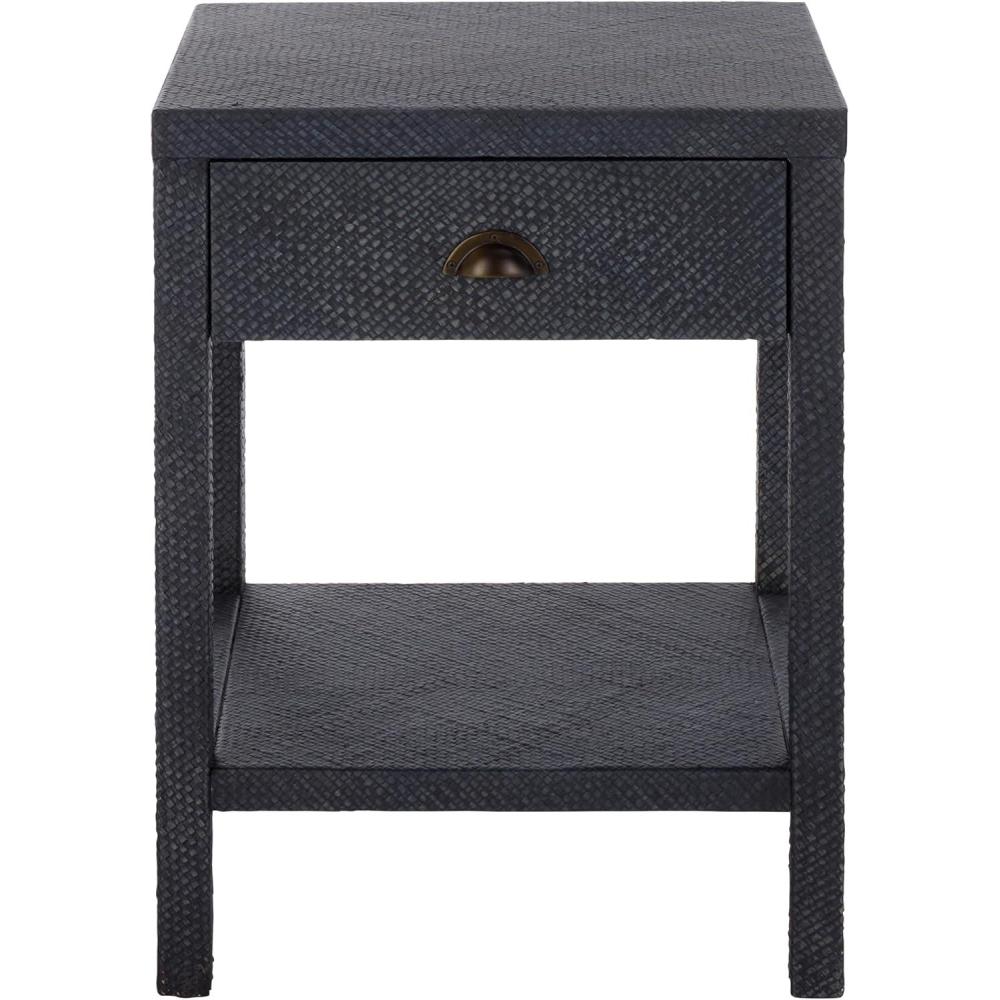 image:imageSAFAVIEH Home Collection Epke Natural Brown 1Drawer 1Shelf Accent Table Woven Raffia Design Fully Assembled ACC6616ANavy