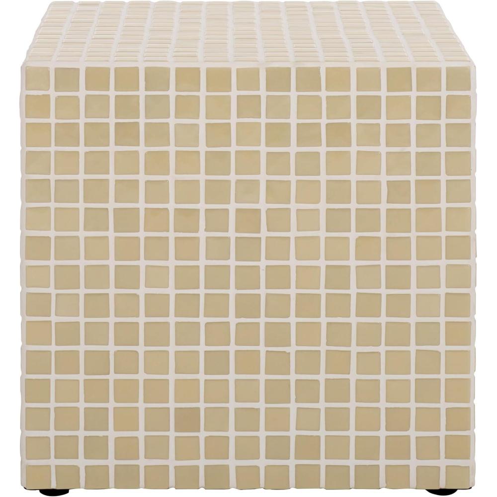 image:imageSAFAVIEH Home Collection  Hikari Cube Accent Table with Cream Mosaic Tile Design Modern Geometric Side Table Fully Assembled ACC3229BCream