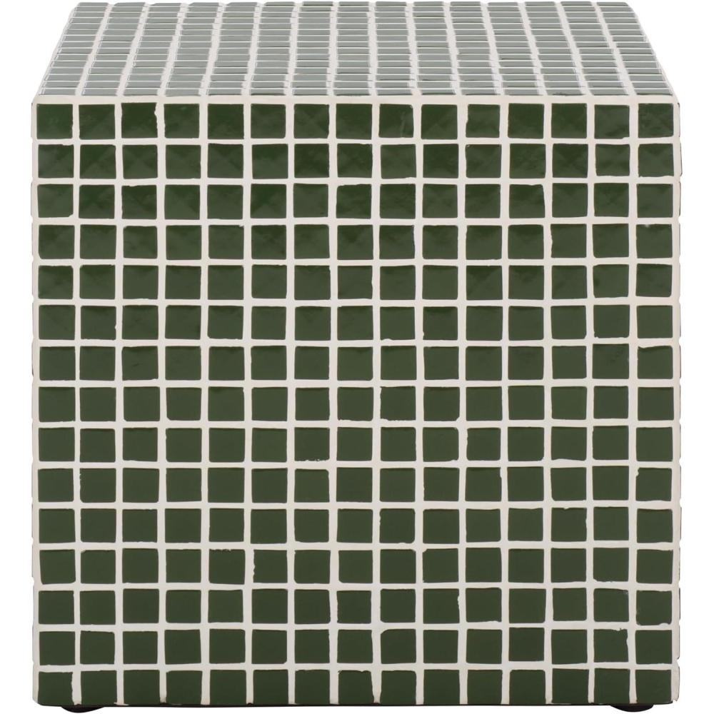 image:imageSAFAVIEH Home Collection Hikari Cube Accent Table with Cream Mosaic Tile Design Modern Geometric Side Table Fully Assembled ACC3229BDark Green
