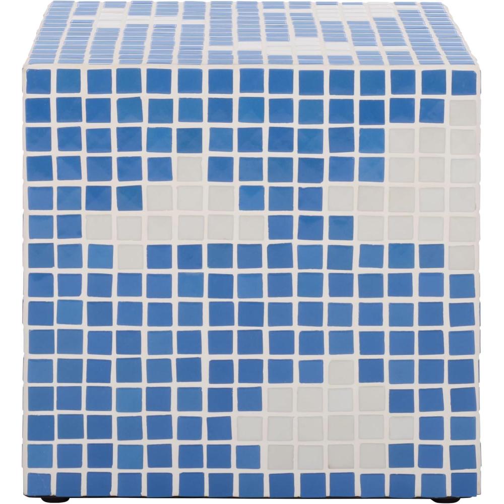 image:imageSAFAVIEH Home Collection Hikari Cube Accent Table with Cream Mosaic Tile Design Modern Geometric Side Table Fully Assembled ACC3229BLight BlueWhite