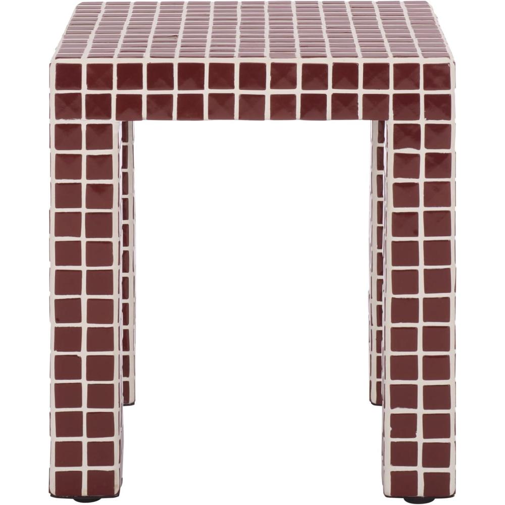 image:imageSAFAVIEH Home Collection  Hotaru Accent Table with Bordeaux Mosaic Tile Finish Modern Square Side Table Fully Assembled ACC3231CBordeaux