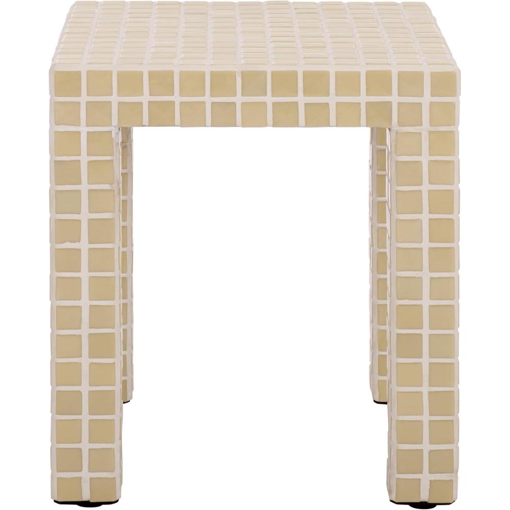 image:imageSAFAVIEH Home Collection  Hotaru Accent Table with Bordeaux Mosaic Tile Finish Modern Square Side Table Fully Assembled ACC3231CCream