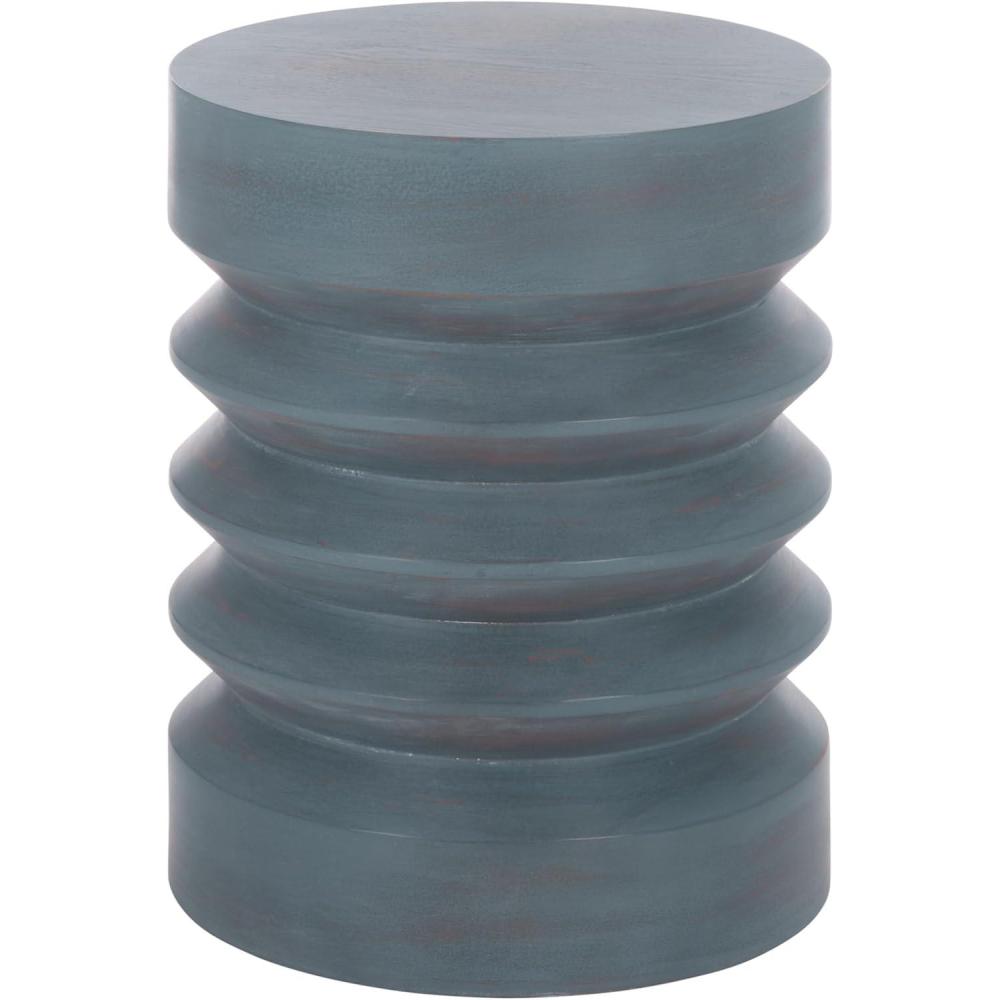 image:imageSAFAVIEH Home Collection  Joscelyne Antique Blue Accent Table Sculptural Modern Round Side Table Fully Assembled ACC2328AAntique Blue