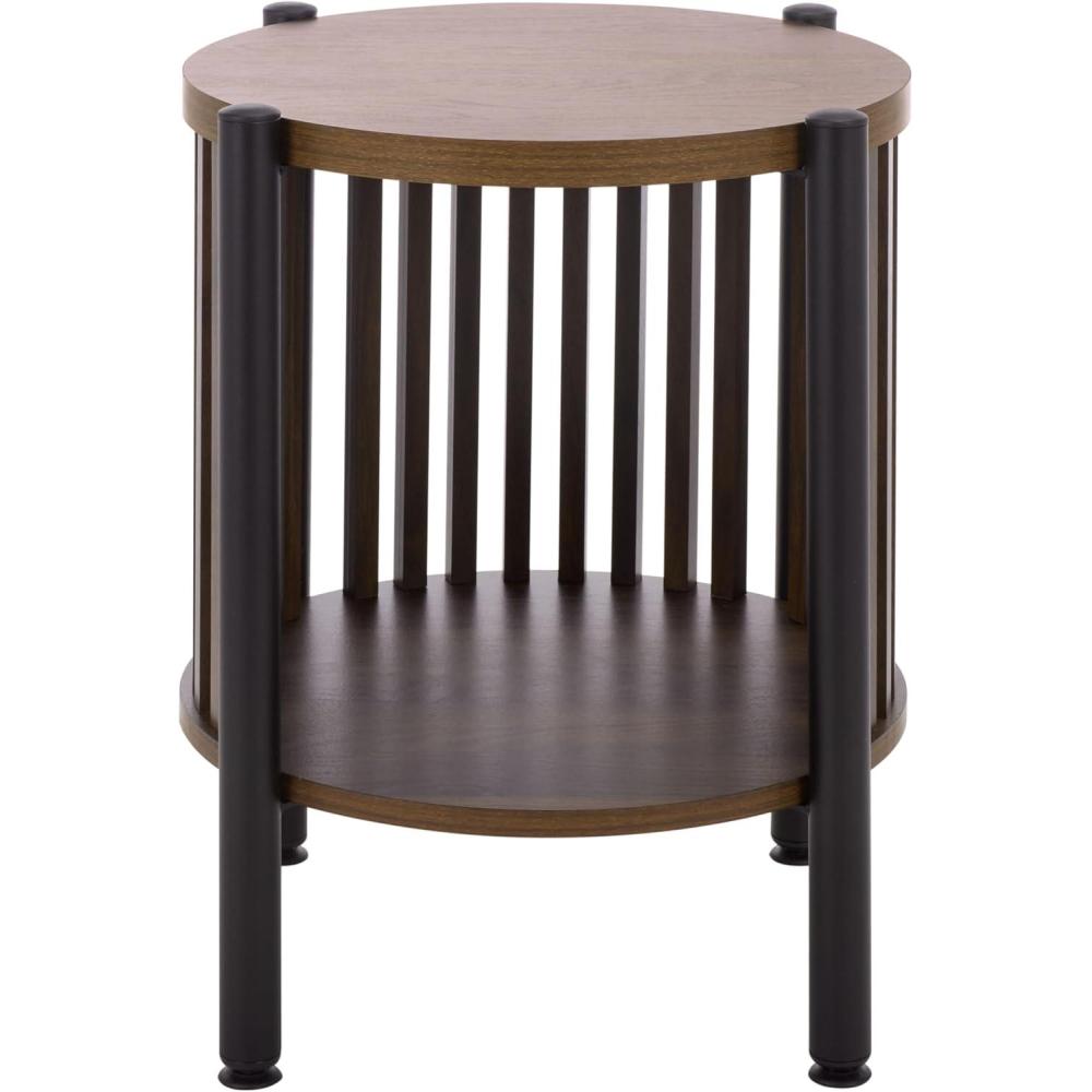 image:imageSAFAVIEH Home Collection Marami Round Accent Table Walnut Finish Top Black Metal Legs Modern Accent Table for Living Room or Bedroom ACC3601AWalnutBlack