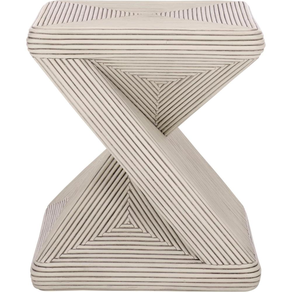 image:imageSAFAVIEH Home Collection Matvey White Washed Rattan Accent Table Sculptural Geometric Design Fully Assembled ACC6701AWhite Washed