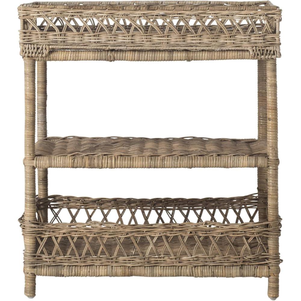 image:imageSAFAVIEH Home Collection Ajani Natural Wicker 3 Tier Accent Table