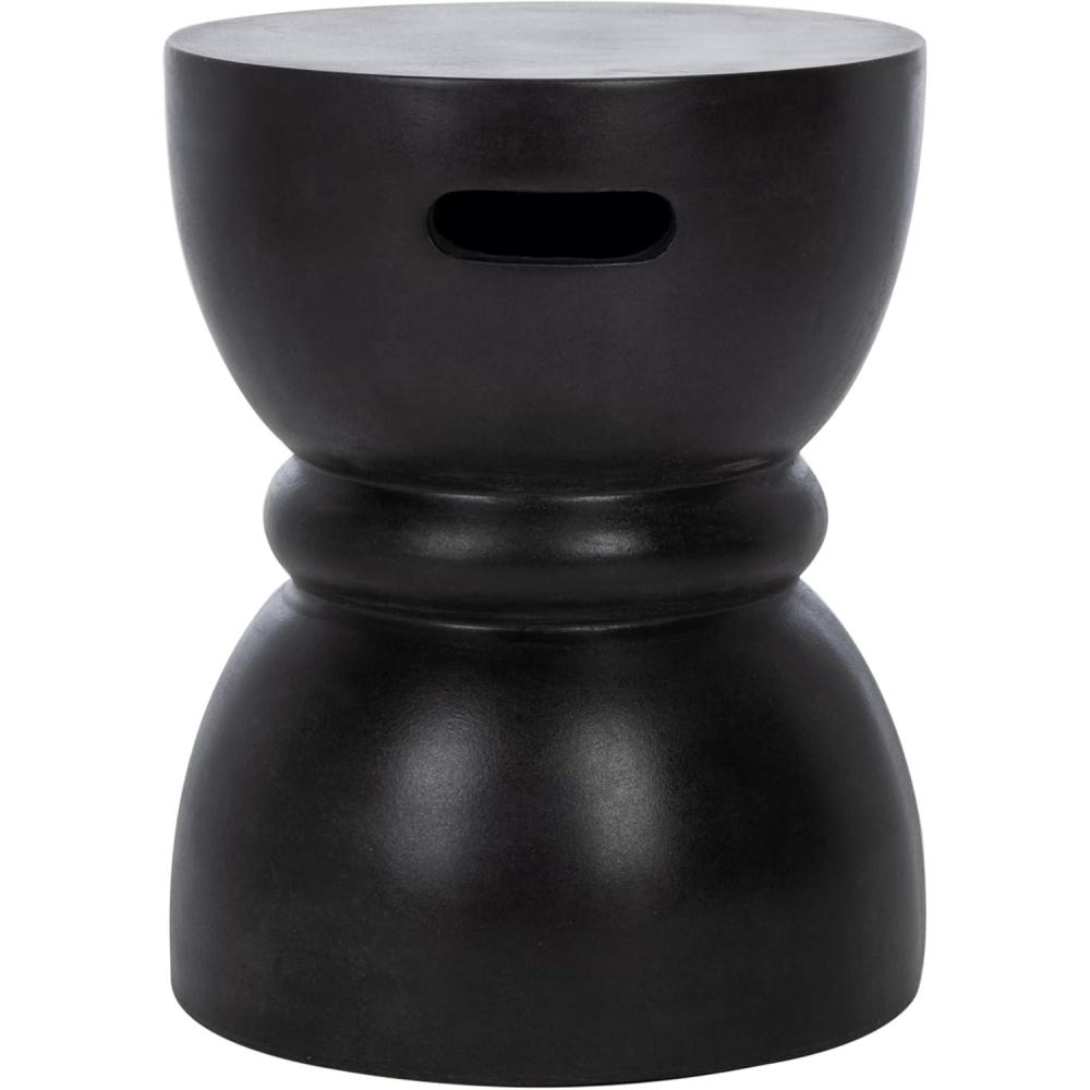 image:imageSAFAVIEH Outdoor Collection Haruki Modern Dark Grey Concrete Round Accent Table Fully AssembledBlack
