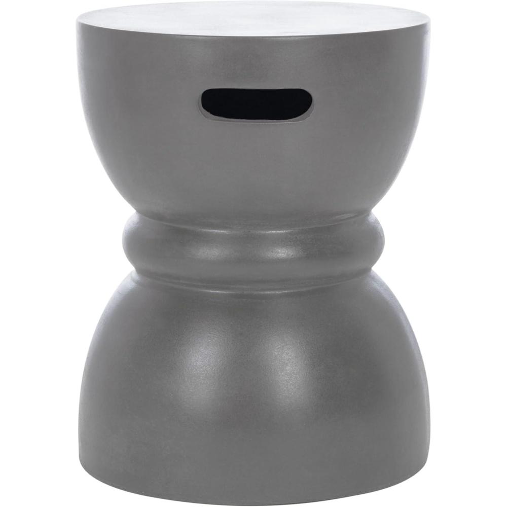 image:imageSAFAVIEH Outdoor Collection Haruki Modern Dark Grey Concrete Round Accent Table Fully AssembledGrey