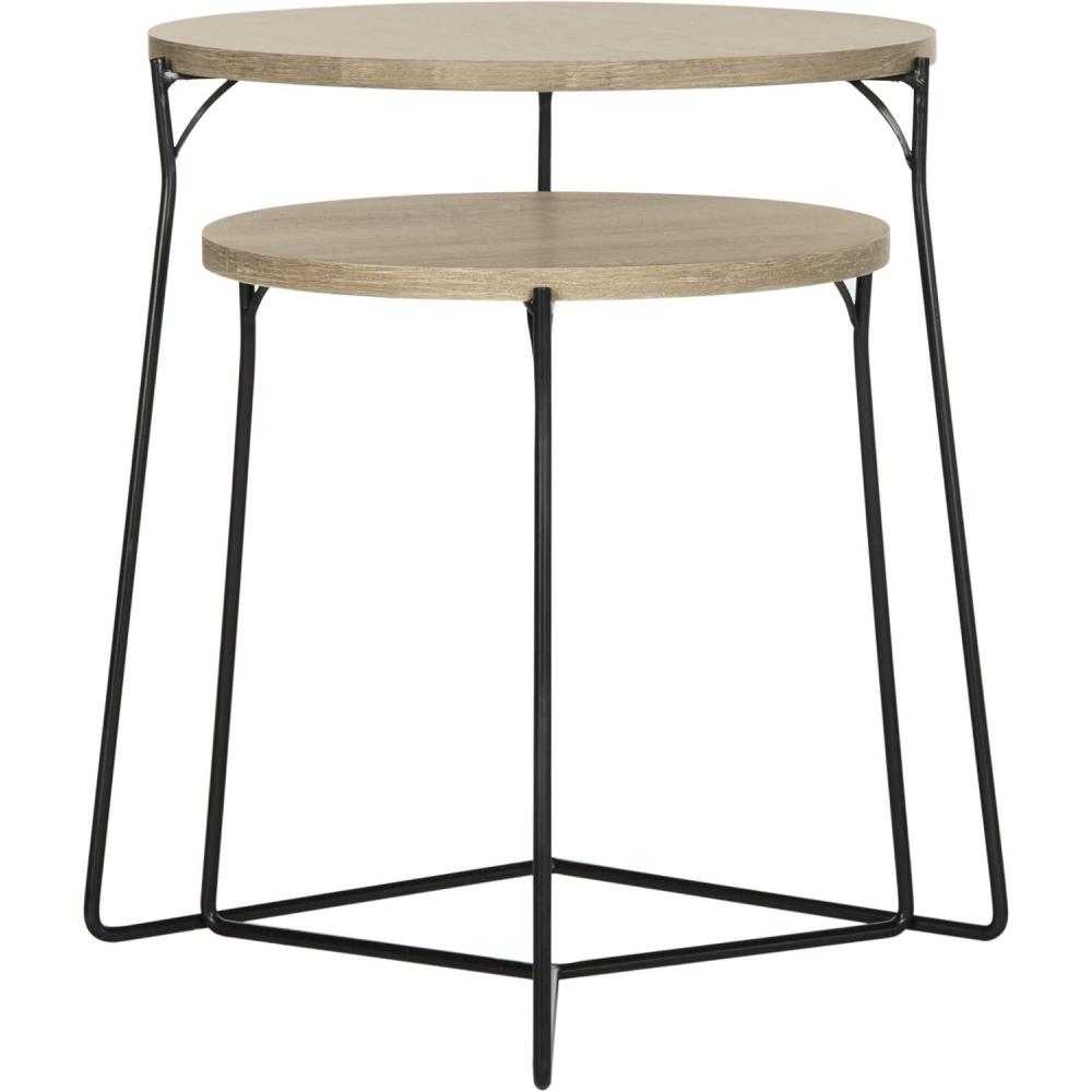 image:imageSafavieh Home Collection Ryne Modern White Lacquer Stacking Round Top End TableLight Brown