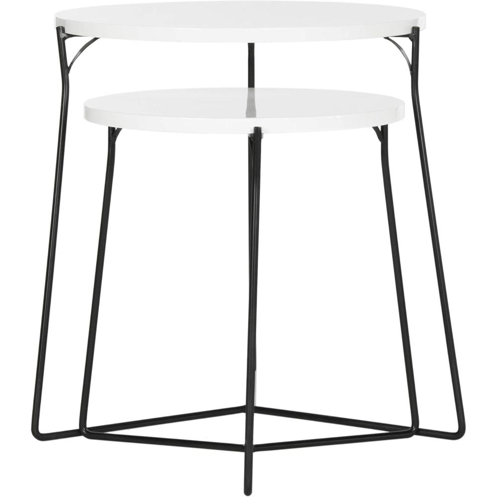 image:imageSafavieh Home Collection Ryne Modern White Lacquer Stacking Round Top End TableWhite