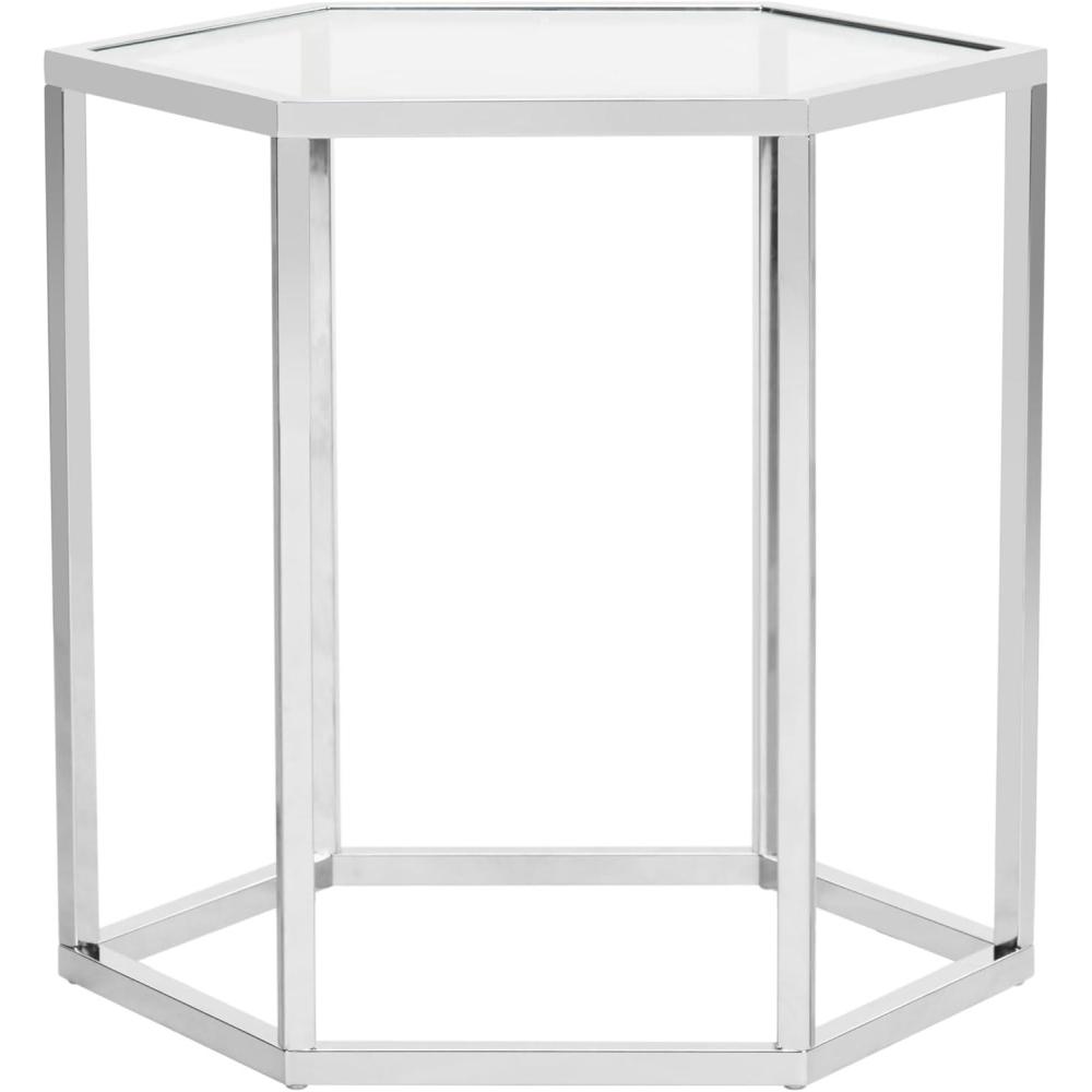 image:imageSafavieh Home Teagan Chrome Glass Top Hexagon End Table