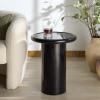 SAFAVIEH Couture Collection – Lolita Red Concrete Accent Table, Modern Round Top Side Table, High Gloss Finish, Fully Assembled (SFV2622C)(Black)