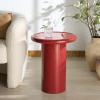 SAFAVIEH Couture Collection – Lolita Red Concrete Accent Table, Modern Round Top Side Table, High Gloss Finish, Fully Assembled (SFV2622C)(Red)