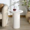 SAFAVIEH Couture Collection – Lolita Red Concrete Accent Table, Modern Round Top Side Table, High Gloss Finish, Fully Assembled (SFV2622C)(White)