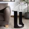 SAFAVIEH Couture Collection – Tomlinson Black & White Metal Accent Table, Sculptural Modern Side Table, High-Gloss Resin Round Top, Fully Assembled (SFV6805A)(Black/White)