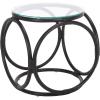 SAFAVIEH Home Collection – Alesha Round Accent Table, Black Rattan Open Base with Tempered Glass Top, Fully Assembled Accent Table for Living Room or Bedroom (ACC9902A)(Black/Glass)