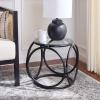 SAFAVIEH Home Collection – Alesha Round Accent Table, Black Rattan Open Base with Tempered Glass Top, Fully Assembled Accent Table for Living Room or Bedroom (ACC9902A)(Black/Glass)