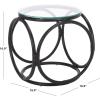 SAFAVIEH Home Collection – Alesha Round Accent Table, Black Rattan Open Base with Tempered Glass Top, Fully Assembled Accent Table for Living Room or Bedroom (ACC9902A)(Black/Glass)