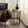 SAFAVIEH Home Collection – Aloha Side Table with Grey Marble Top & Black Iron Base, Modern Accent Table, Fully Assembled (ACC3748A)(Grey/Black)
