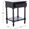 SAFAVIEH Home Collection – Athena Distressed White Accent Table with Drawer & Shelf, Farmhouse Storage Nightstand, Turned Leg Design (ACC5703A)(Black)