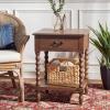 SAFAVIEH Home Collection – Athena Distressed White Accent Table with Drawer & Shelf, Farmhouse Storage Nightstand, Turned Leg Design (ACC5703A)(Brown)