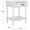 SAFAVIEH Home Collection – Athena Distressed White Accent Table with Drawer & Shelf, Farmhouse Storage Nightstand, Turned Leg Design (ACC5703A)(Distressed White)