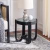 SAFAVIEH Home Collection – Bilian Round Accent Table, Black Rattan Base with Tempered Glass Top, Fully Assembled Accent Table for Living Room or Bedroom (ACC9900C)(Black)