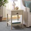 SAFAVIEH Home Collection – Epke Natural Brown 1-Drawer 1-Shelf Accent Table, Woven Raffia Design, Fully Assembled (ACC6616A)(Natural)