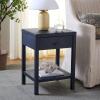 SAFAVIEH Home Collection – Epke Natural Brown 1-Drawer 1-Shelf Accent Table, Woven Raffia Design, Fully Assembled (ACC6616A)(Navy)