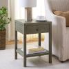 SAFAVIEH Home Collection – Epke Natural Brown 1-Drawer 1-Shelf Accent Table, Woven Raffia Design, Fully Assembled (ACC6616A)(Turquoise)