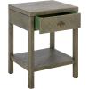 SAFAVIEH Home Collection – Epke Natural Brown 1-Drawer 1-Shelf Accent Table, Woven Raffia Design, Fully Assembled (ACC6616A)(Turquoise)