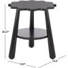 SAFAVIEH Home Collection – Forsythe Natural Brown Accent Table with Lower Shelf, Scalloped Round Design (ACC9201B)(Black)
